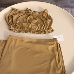 Forever 21 Tan Ruffle Crop Top
